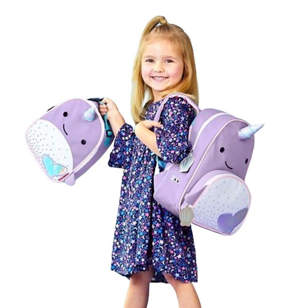 Skip Hop Unisex Kids Purple Narwhale Zoo Adjustable Strap Outer Pocket Backpack
